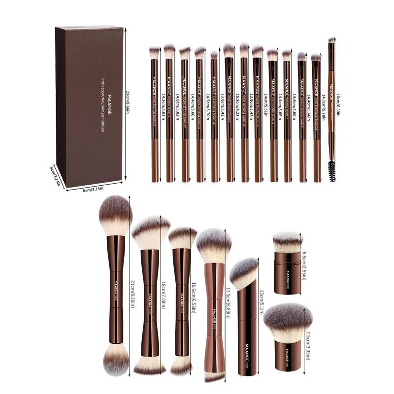 MAANGE Professional Cosmetics Soft Makeup Brush Set, Multifunctional Makeup Blending Brush Cosmetics Brushes for Powder Liquid Cream, Makeup Tools for Women, Makeup Brushes Set Gift, Cosmetics Kits, Concealer Brush, Coffee Brown Beauty Travel Brush