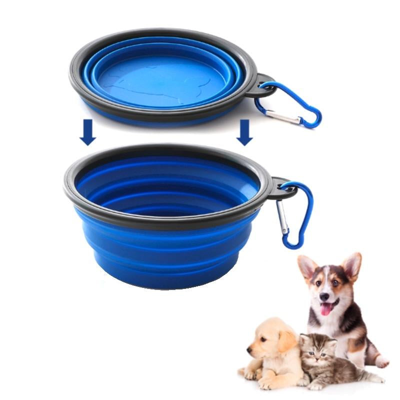 Foldable Pet Bowl for Travel, Cat Dog Collapsible Bowl, Portable Waterer Feeder, Watering and Feeding Dish for Traveling, Hiking, Camping, Biking and Walking.