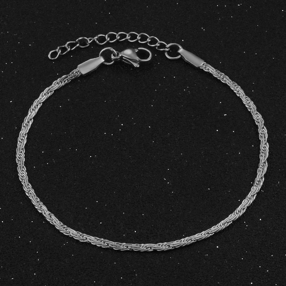Stainless Steel Gold Color Wave Tnny Link Chain Bracelet Neo-Gothic Style Fashion Ladies Jewellery