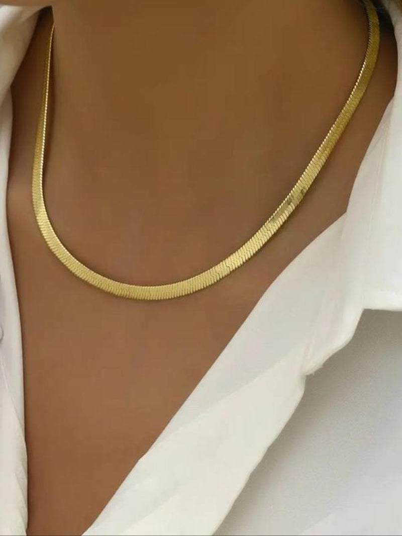 Temperament Simple Gold Necklace, Stainless Steel Jewelry for Party, Daily Clothing Decor, Trendy All-Match & Exquisite Jewelry for Birthday Gift