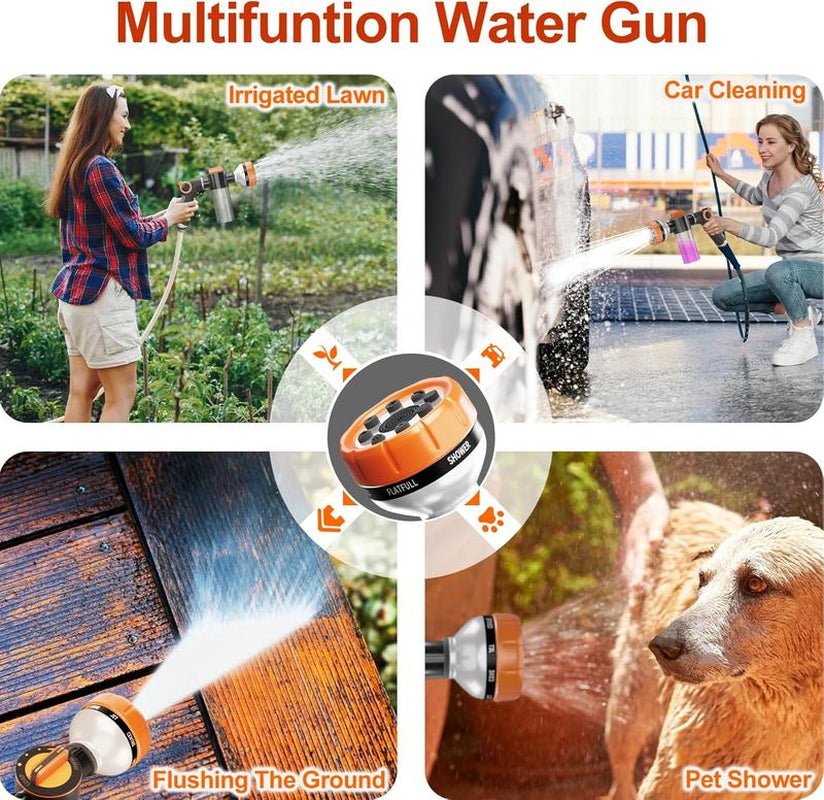 1-Pack Dog Shower Hose Attachment with 8 Spray Modes & Soap Dispenser – Orange