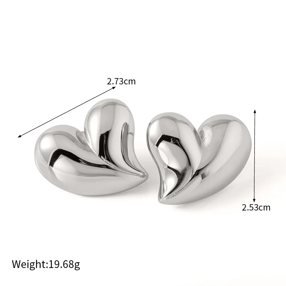 Stainless Steel Heart-Shaped Pendant Earring 18K PVD Gold Plated Tarnish Free Waterproof Hypoallergenic Jewelry for Women