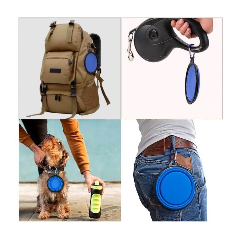 Foldable Pet Bowl for Travel, Cat Dog Collapsible Bowl, Portable Waterer Feeder, Watering and Feeding Dish for Traveling, Hiking, Camping, Biking and Walking.