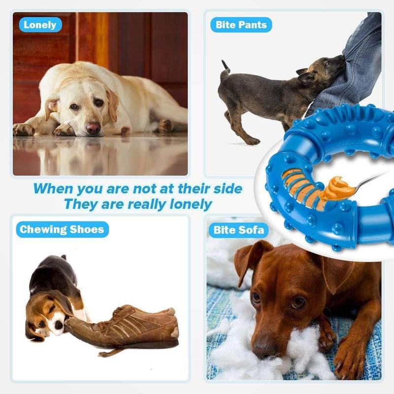 Dog Chew Toys for Aggressive Chewers Large Breed, Non-Toxic Natural Rubber Indestructible Dog Toys, Tough Durable Puppy Chew Toy for Medium Large Dogs - Fun to Chew, Chase and Fetch(Blue)