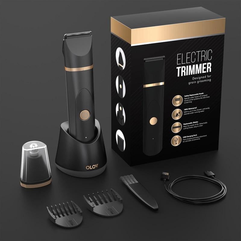 OLOV Electric Body Hair Shaver-Groin Hair Trimmer, Ball Trimmer for Men - Replaceable Ceramic Blade Heads,Usb Recharge,Waterproof Male Hygiene Razor Safe Quick Gifts Cordless Gentle Trimming Fast Trimming