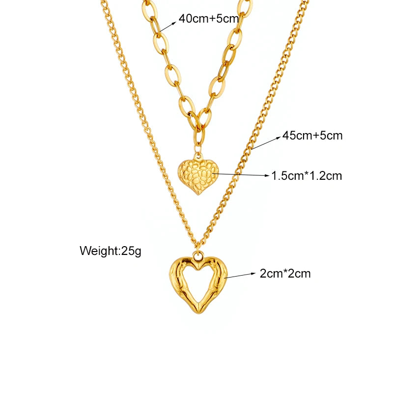 Stylish 316L Steel Double Heart Necklace