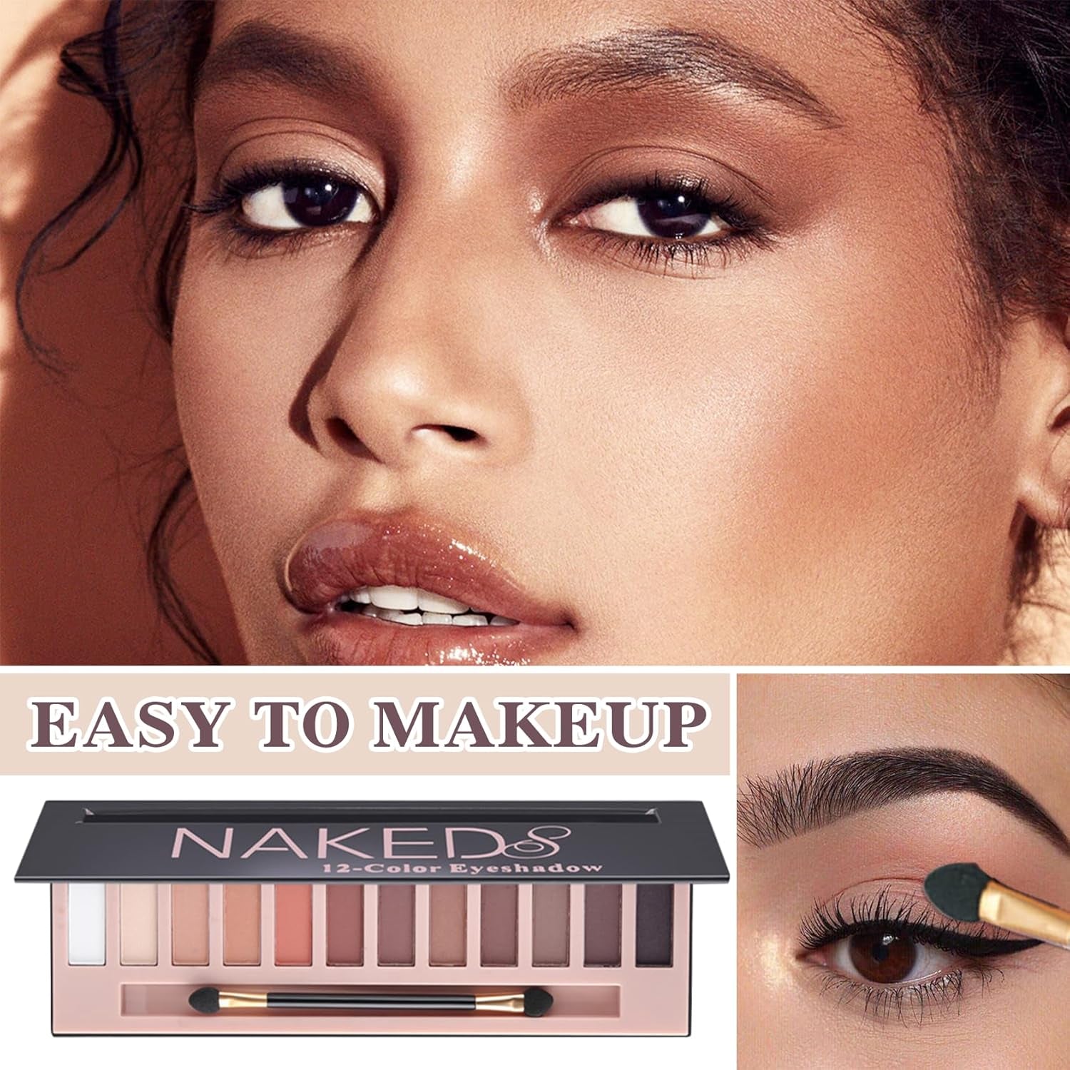 12 Colors Naked Eyeshadow Palette, Natural Nude Matte Pigment Eye Shadow Palette Makeup, with Brush, Long Lasting & Waterproof Smokey Professional Beauty Eye Makeup Kit（Matte）