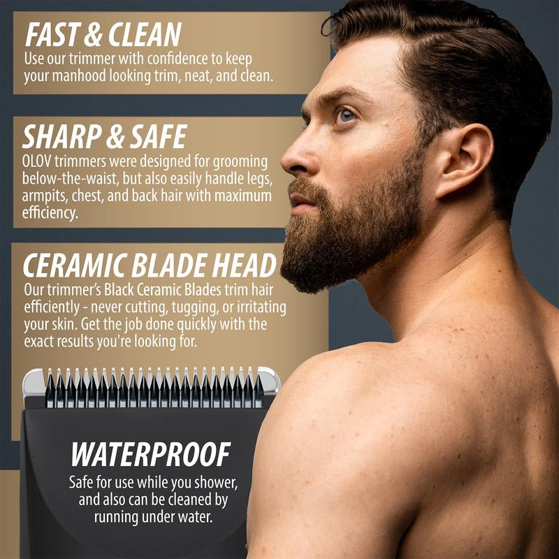 OLOV Electric Body Hair Shaver-Groin Hair Trimmer, Ball Trimmer for Men - Replaceable Ceramic Blade Heads,Usb Recharge,Waterproof Male Hygiene Razor Safe Quick Gifts Cordless Gentle Trimming Fast Trimming