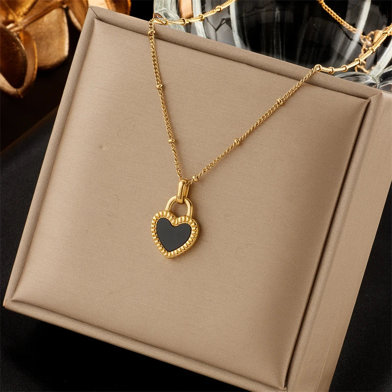 Stylish 316L Steel Double Heart Necklace