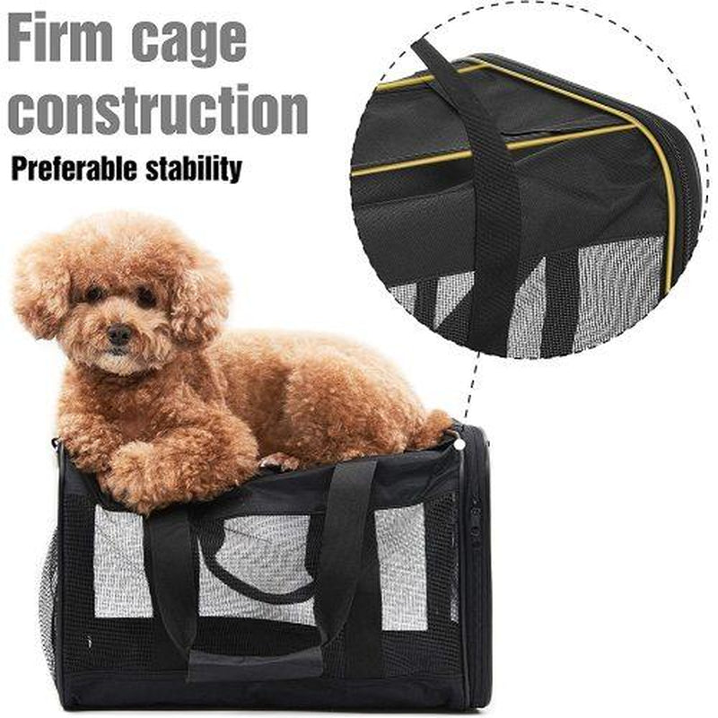 Pet Travel Carrier Soft Sided Portable Bag for Cats, Small Dogs, Kittens or Puppies, Collapsible, Durable, Airline Approved, Travel Friendly, Carry Your Pet with You Safely and Comfortably