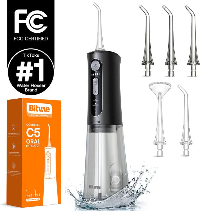 Bitvae C5/C6 Water Flosser for Teeth - Cordless Portable Oral Irrigator, Powerful and Rechargeable Waterfloss for Teeth, Brace Care, IPX7 Waterproof Water Picks for Cleaning