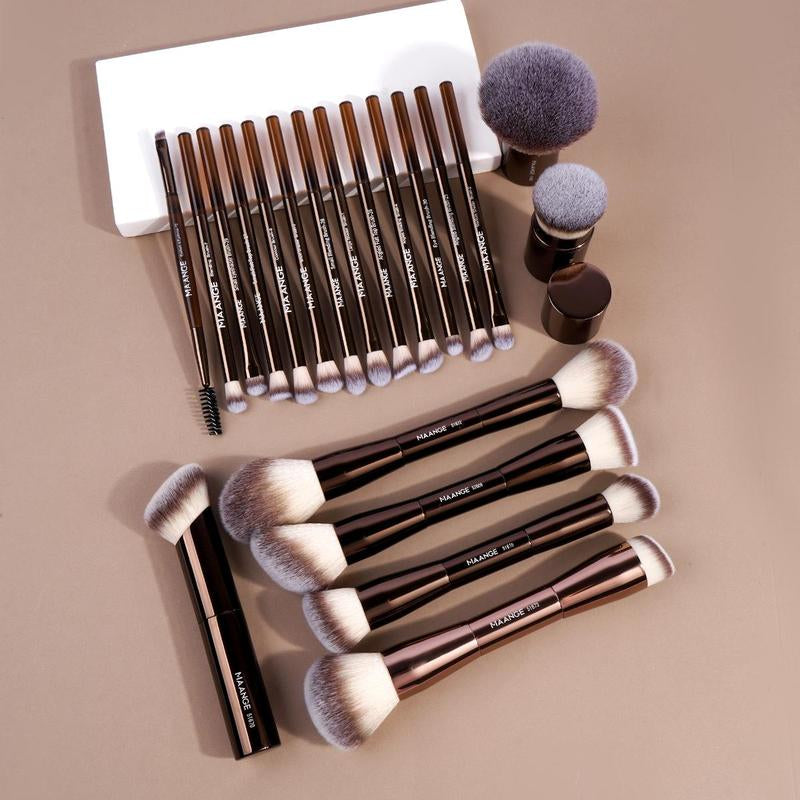 MAANGE Professional Cosmetics Soft Makeup Brush Set, Multifunctional Makeup Blending Brush Cosmetics Brushes for Powder Liquid Cream, Makeup Tools for Women, Makeup Brushes Set Gift, Cosmetics Kits, Concealer Brush, Coffee Brown Beauty Travel Brush