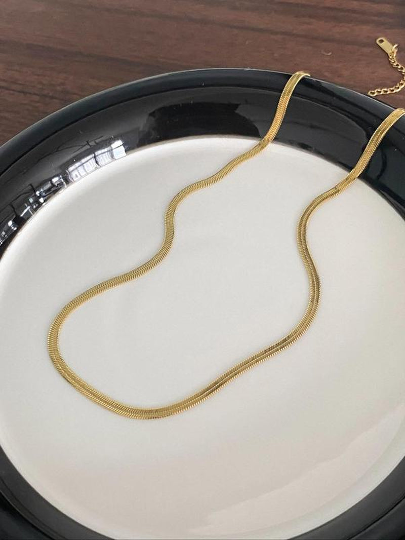 Temperament Simple Gold Necklace, Stainless Steel Jewelry for Party, Daily Clothing Decor, Trendy All-Match & Exquisite Jewelry for Birthday Gift