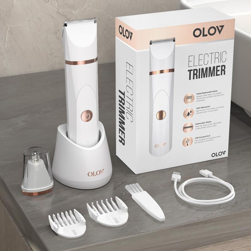 OLOV Electric Body Hair Shaver-Groin Hair Trimmer, Ball Trimmer for Men - Replaceable Ceramic Blade Heads,Usb Recharge,Waterproof Male Hygiene Razor Safe Quick Gifts Cordless Gentle Trimming Fast Trimming