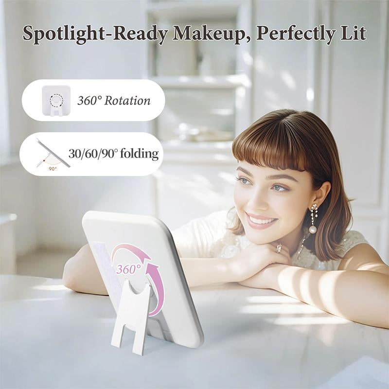 Behaesty Portable Makeup Bag with 3-Color LED Detachable Mirror 2000Mah USB Rechargeable Waterproof PU Leather Organizer Compact Travel Cosmetic Pouch