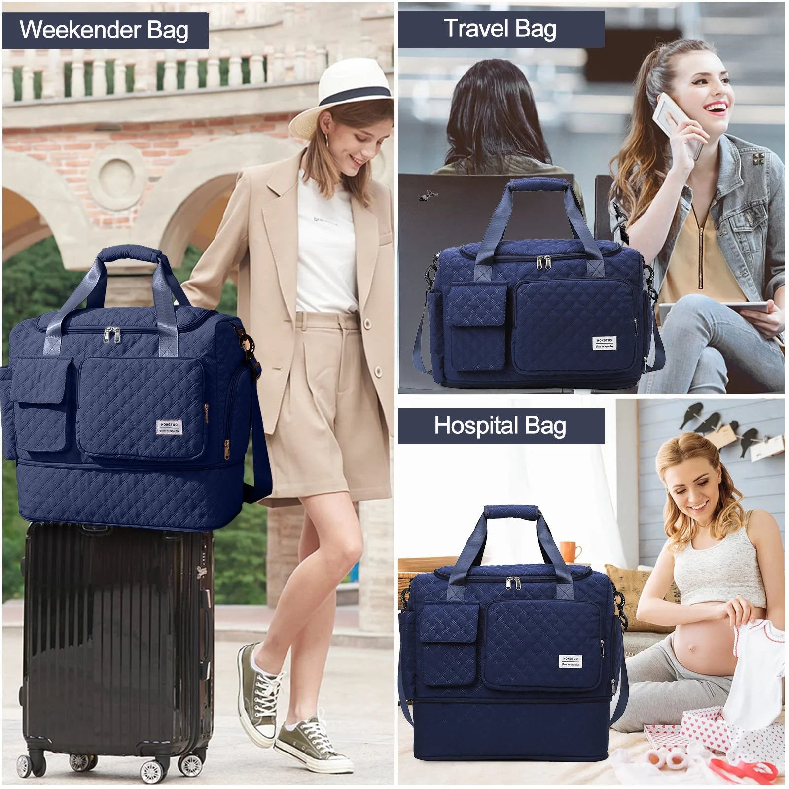 Travel Duffle Bag Weekender Bags for Women with Shoe Compartment Carry on Overnight Bag with Toiletry Bag Hospital Bag for Labor and Delivery Weekender Overnight Bag for Trave Sport Hospital