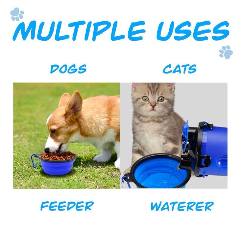 Foldable Pet Bowl for Travel, Cat Dog Collapsible Bowl, Portable Waterer Feeder, Watering and Feeding Dish for Traveling, Hiking, Camping, Biking and Walking.