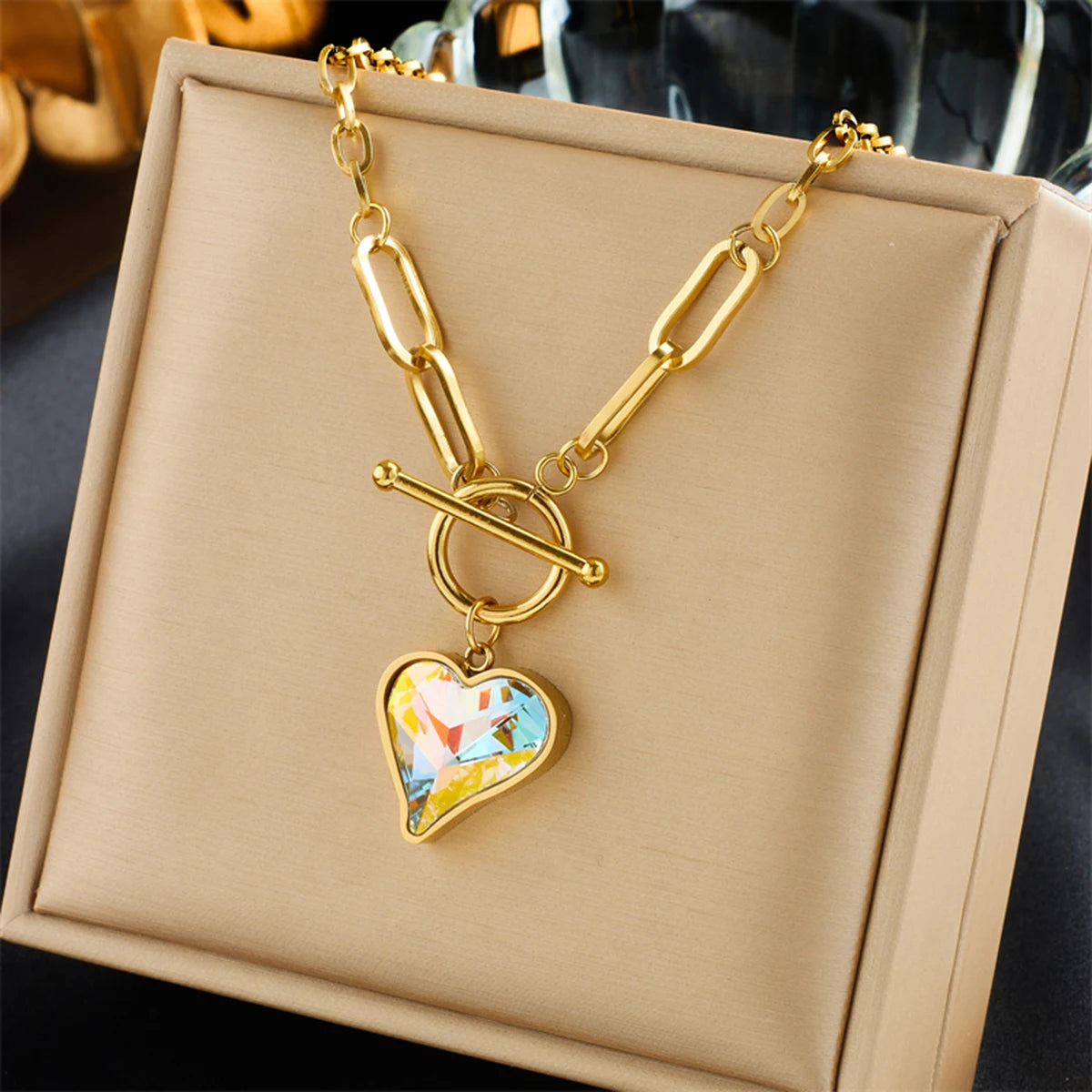 Stylish 316L Steel Double Heart Necklace