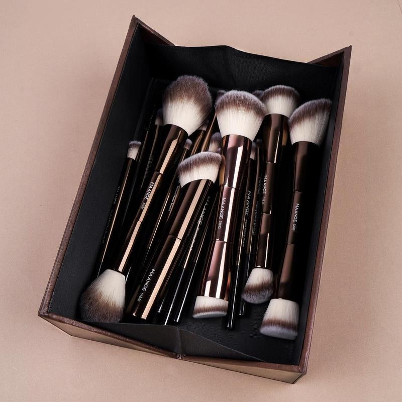 MAANGE Professional Cosmetics Soft Makeup Brush Set, Multifunctional Makeup Blending Brush Cosmetics Brushes for Powder Liquid Cream, Makeup Tools for Women, Makeup Brushes Set Gift, Cosmetics Kits, Concealer Brush, Coffee Brown Beauty Travel Brush