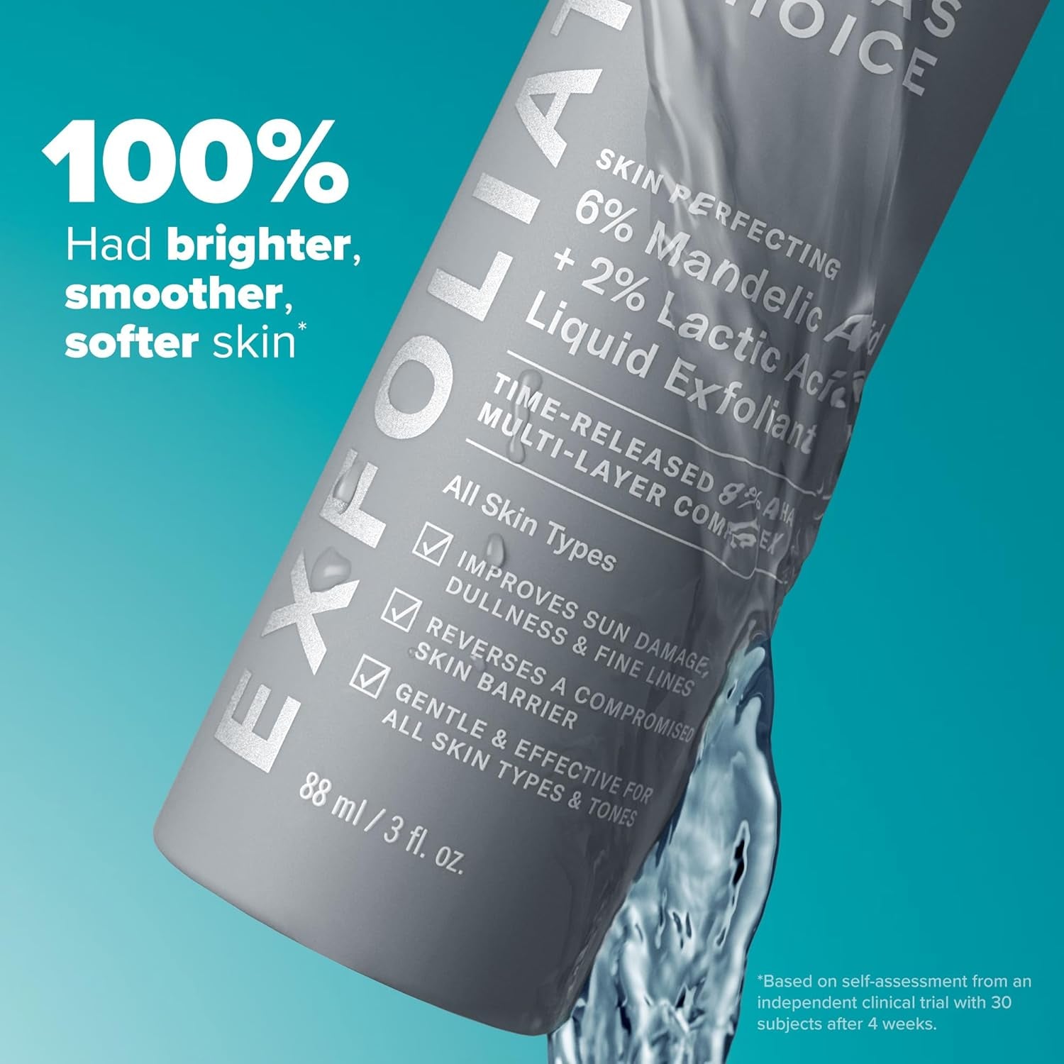 Paula’S Choice 6% Mandelic Acid + 2% Lactic Acid Exfoliant, Gentle Daily AHA Exfoliant, Face Exfoliator for Discoloration, Bumpy Texture & Radiance, for Sensitive Skin, Fragrance-Free