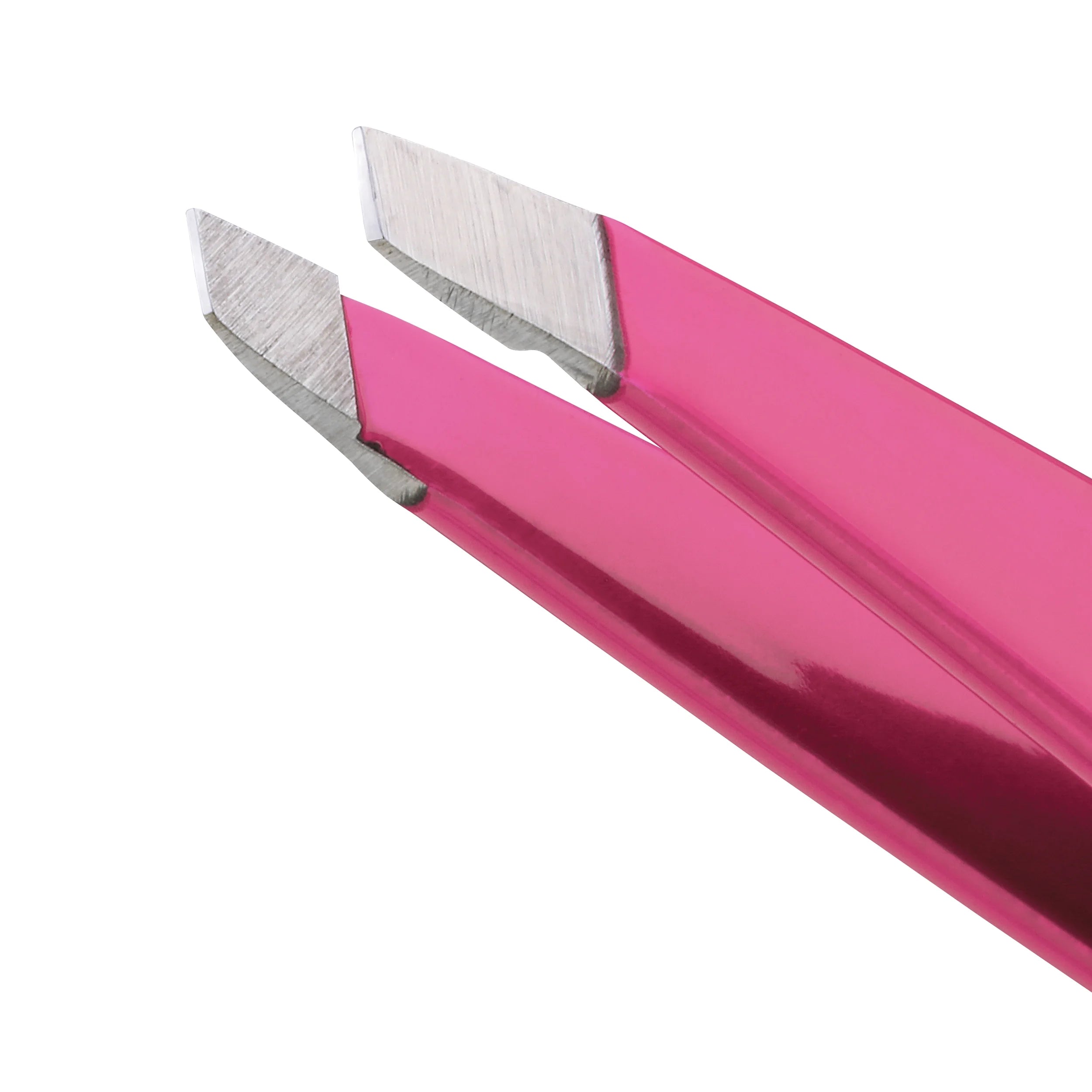 Mini Oval Slant and Point Tweezer Combo, Stainless Steel, Purple Pink