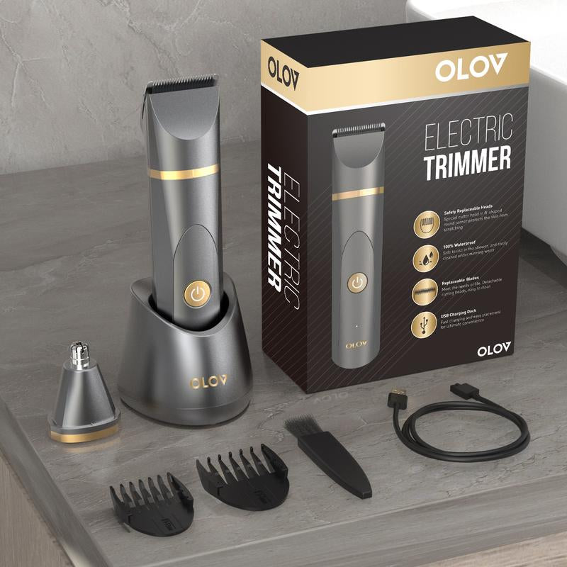 OLOV Electric Body Hair Shaver-Groin Hair Trimmer, Ball Trimmer for Men - Replaceable Ceramic Blade Heads,Usb Recharge,Waterproof Male Hygiene Razor Safe Quick Gifts Cordless Gentle Trimming Fast Trimming