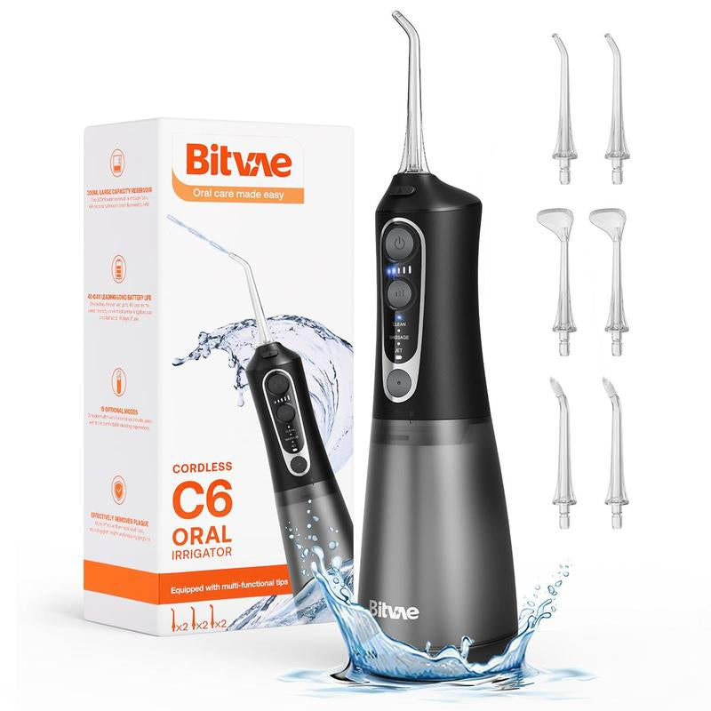 Bitvae C5/C6 Water Flosser for Teeth - Cordless Portable Oral Irrigator, Powerful and Rechargeable Waterfloss for Teeth, Brace Care, IPX7 Waterproof Water Picks for Cleaning