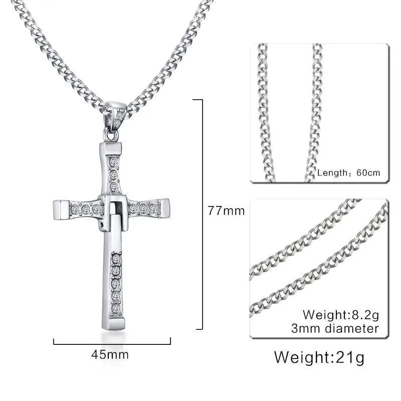 316L Stainless Steel Cross Necklace Pendant the Fast and the Furious 8 Top Quality for Good Taste Male Gift