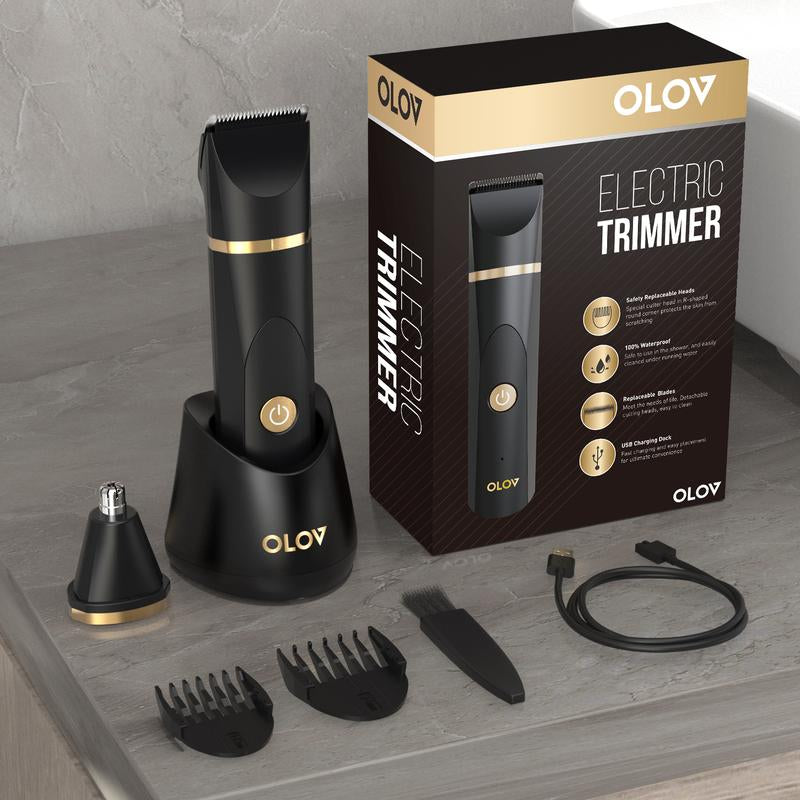 OLOV Electric Body Hair Shaver-Groin Hair Trimmer, Ball Trimmer for Men - Replaceable Ceramic Blade Heads,Usb Recharge,Waterproof Male Hygiene Razor Safe Quick Gifts Cordless Gentle Trimming Fast Trimming