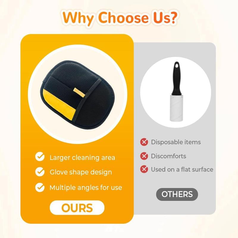 Reusable Pet Hair Cleaning Glove Sticky Fur Remover for Cats and Dogs Multi-Purpose Grooming Tool for Home Use