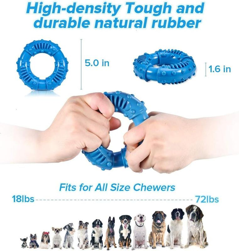 Dog Chew Toys for Aggressive Chewers Large Breed, Non-Toxic Natural Rubber Indestructible Dog Toys, Tough Durable Puppy Chew Toy for Medium Large Dogs - Fun to Chew, Chase and Fetch(Blue)