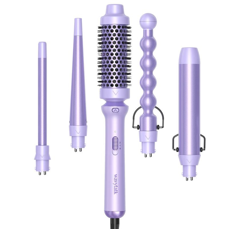 Wavytalk Multi-Curl 5-In-1 Ceramic Curling Wand Set, Fast Heat up Curling Wand from 1/2 to 1 1/4 Inch and a Thermal Brush, Dual Voltage Curling Iron