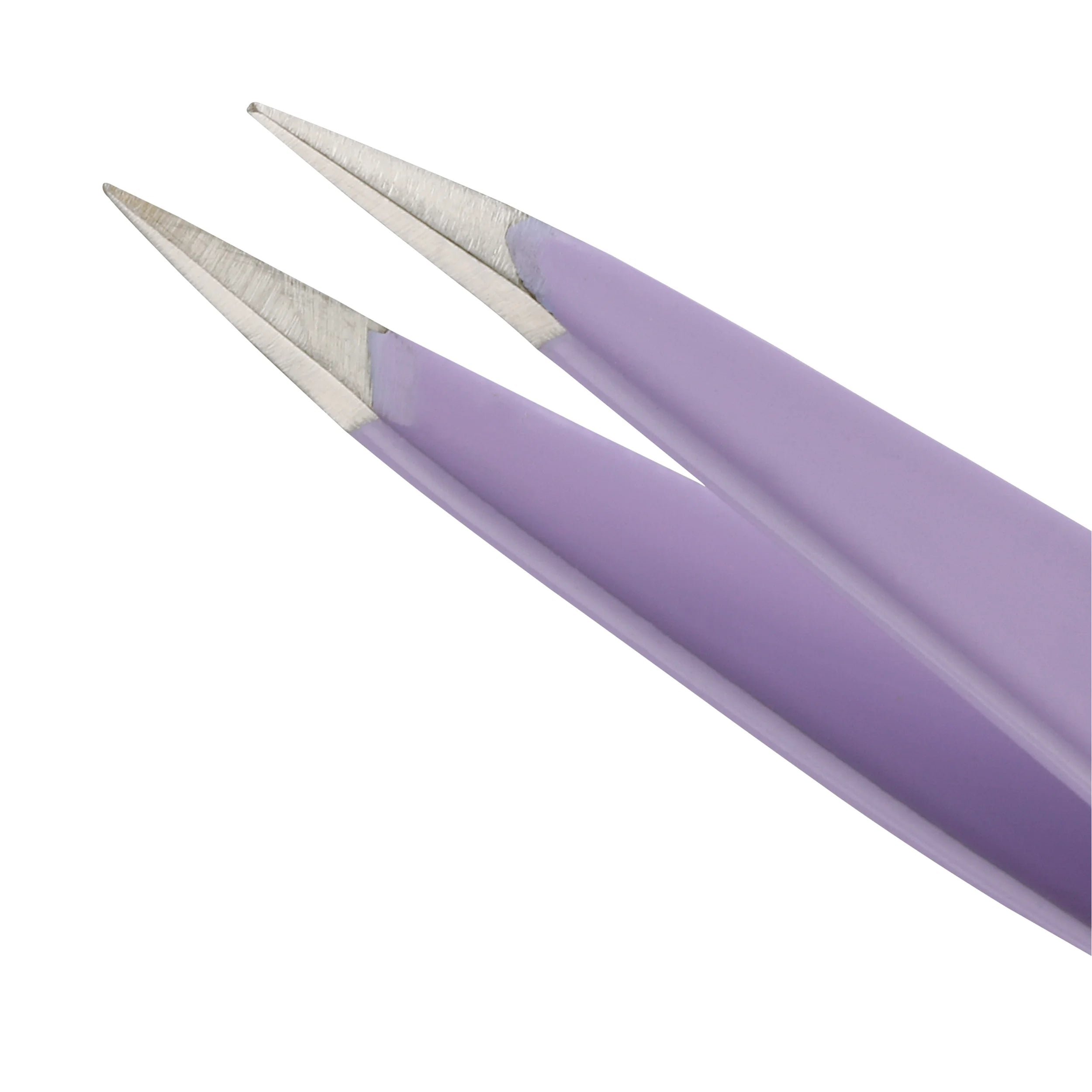 Mini Oval Slant and Point Tweezer Combo, Stainless Steel, Purple Pink
