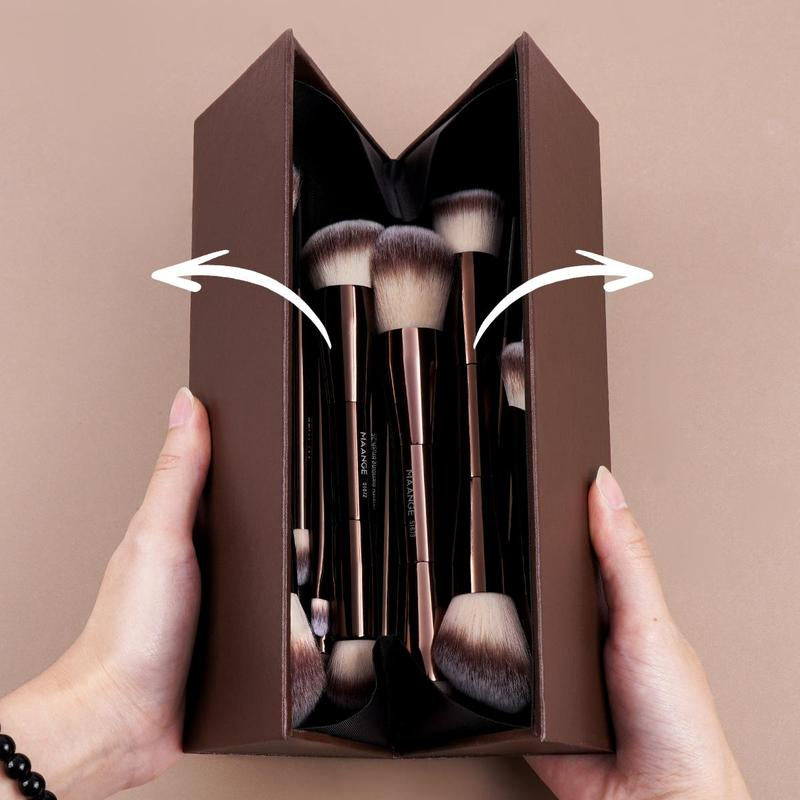 MAANGE Professional Cosmetics Soft Makeup Brush Set, Multifunctional Makeup Blending Brush Cosmetics Brushes for Powder Liquid Cream, Makeup Tools for Women, Makeup Brushes Set Gift, Cosmetics Kits, Concealer Brush, Coffee Brown Beauty Travel Brush