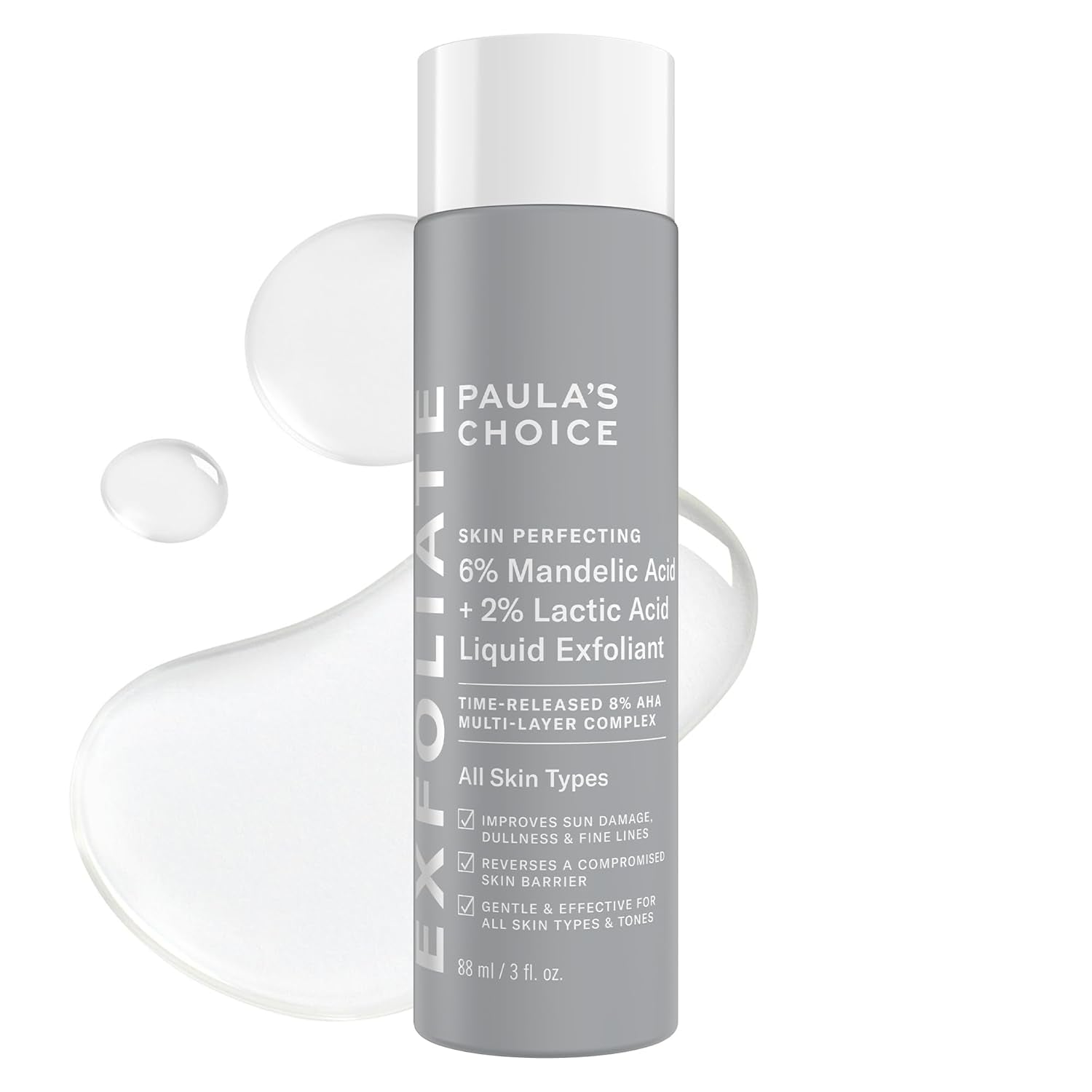 Paula’S Choice 6% Mandelic Acid + 2% Lactic Acid Exfoliant, Gentle Daily AHA Exfoliant, Face Exfoliator for Discoloration, Bumpy Texture & Radiance, for Sensitive Skin, Fragrance-Free