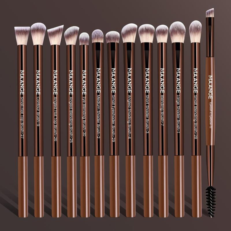 MAANGE Professional Cosmetics Soft Makeup Brush Set, Multifunctional Makeup Blending Brush Cosmetics Brushes for Powder Liquid Cream, Makeup Tools for Women, Makeup Brushes Set Gift, Cosmetics Kits, Concealer Brush, Coffee Brown Beauty Travel Brush
