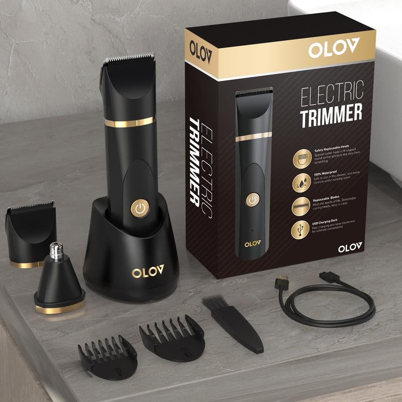 OLOV Electric Body Hair Shaver-Groin Hair Trimmer, Ball Trimmer for Men - Replaceable Ceramic Blade Heads,Usb Recharge,Waterproof Male Hygiene Razor Safe Quick Gifts Cordless Gentle Trimming Fast Trimming