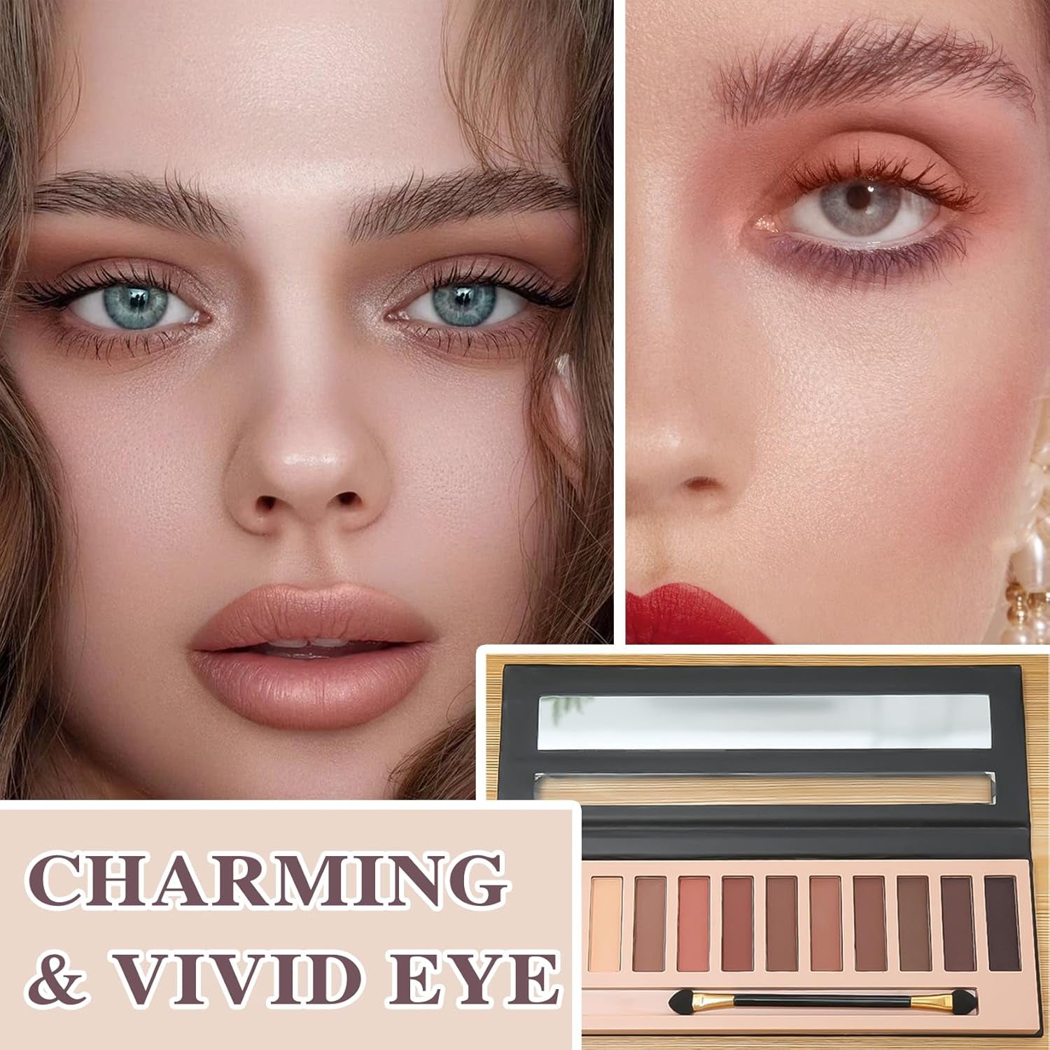 12 Colors Naked Eyeshadow Palette, Natural Nude Matte Pigment Eye Shadow Palette Makeup, with Brush, Long Lasting & Waterproof Smokey Professional Beauty Eye Makeup Kit（Matte）