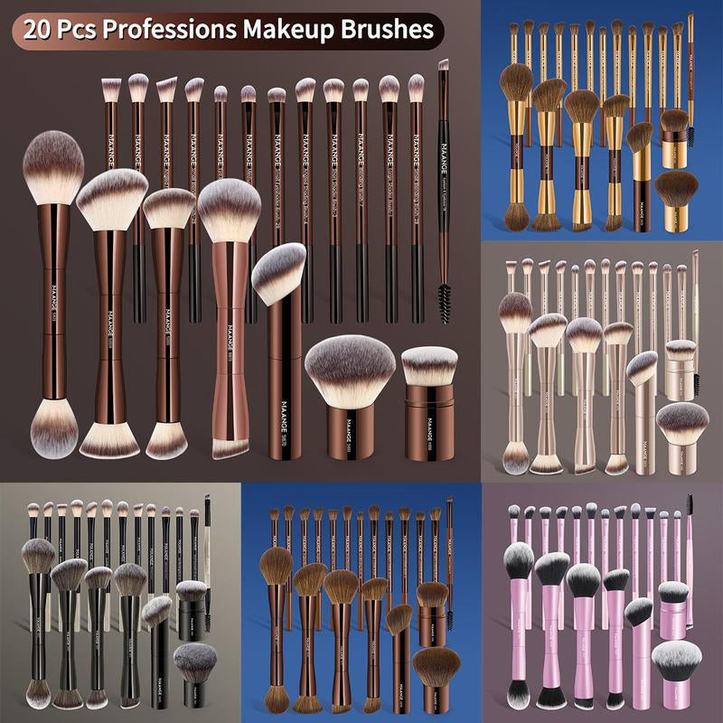 MAANGE Professional Cosmetics Soft Makeup Brush Set, Multifunctional Makeup Blending Brush Cosmetics Brushes for Powder Liquid Cream, Makeup Tools for Women, Makeup Brushes Set Gift, Cosmetics Kits, Concealer Brush, Coffee Brown Beauty Travel Brush